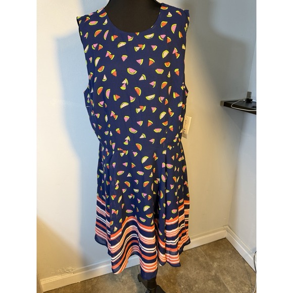 Watermelon‎ Print Fit and Flare Dress, size XL Maison Jules - Picture 3 of 10